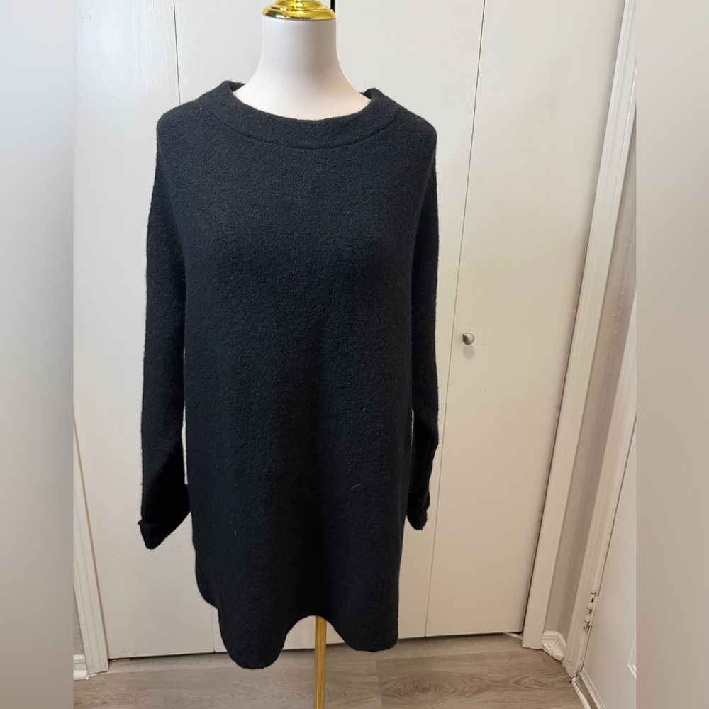 Free People Black Cozy Crewneck Sweater